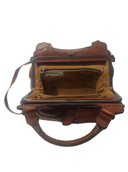 Ruskea vintage käsilaukku